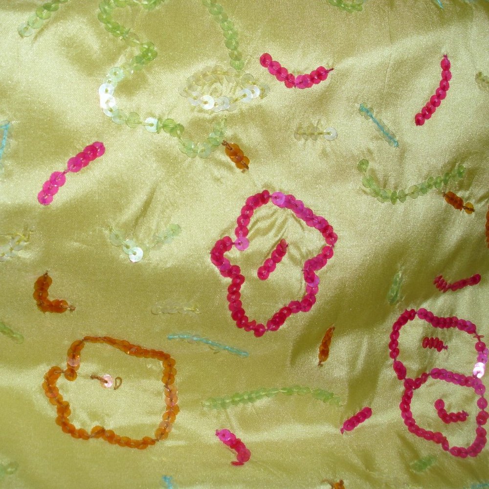 Barry Bricken Yellow Bright Silk with Bold Multi Colors Abstract Geometric Sequi